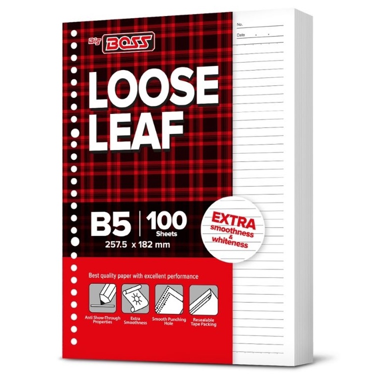 

TZVK3312 Kertas Loose Leaf isi Binder Big Boss B5 100 lembar