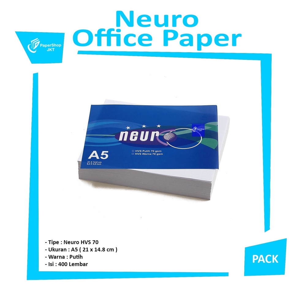 

80 NEURO - Kertas A5 HVS Putih 70gr ( A4 / 2 ) - Pack 8141