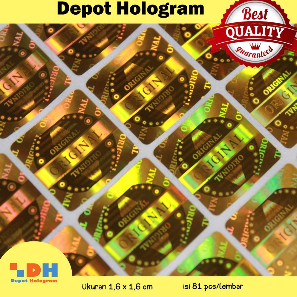 

HXKB8725 Stiker hologram original persegi 1,6 cm