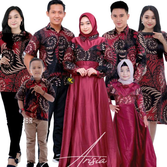 (J㊠X M> [ FREE HIJAB ] Batik couple keluarga modern terbaru set couple batik keluarga gamis jumbo ve