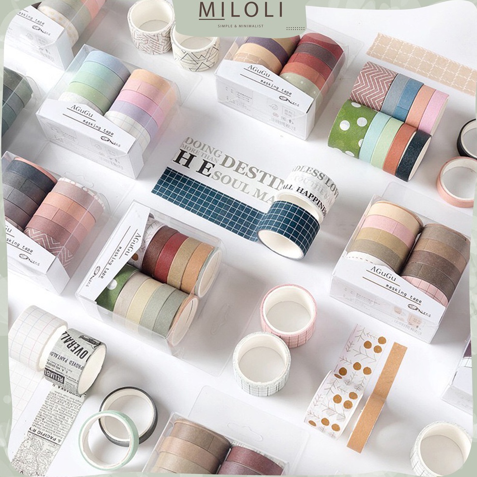 

1.1 Terlaris [MILOLI] 10 Rolls Washi Tape Deco Masking Tape Jurnal DIY Scrapbook AGUGU - A0001