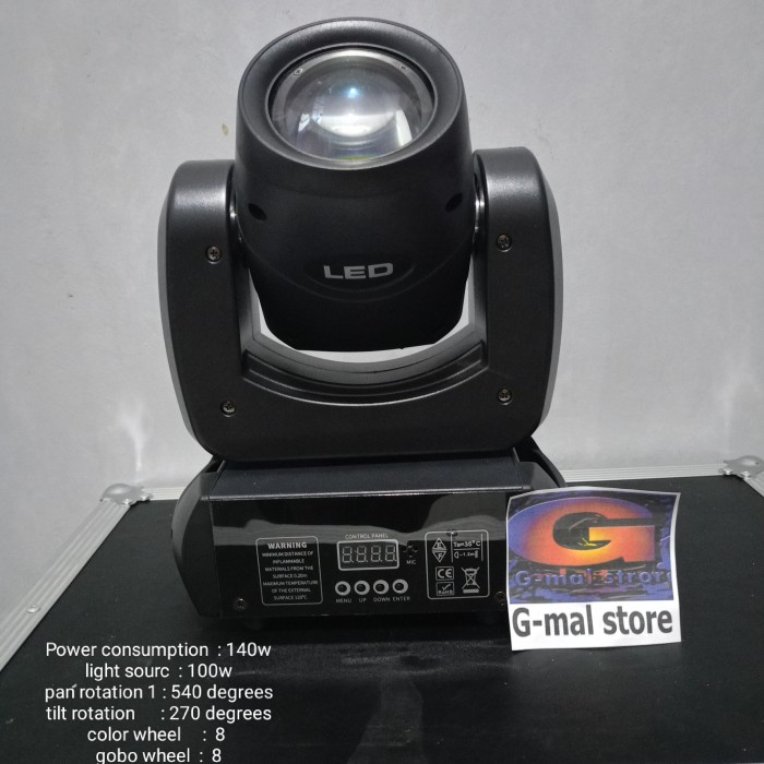 Lampu Sorot Moving Head Beam Mini 100Watt Prisma 8Gobos Berkualitas