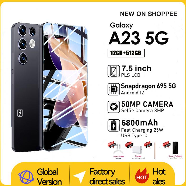 HP Galaxy A23 Handphone Android 12GB+512GB Handphone Baru Original Dual Card SIM Murah Promo 5G Smar