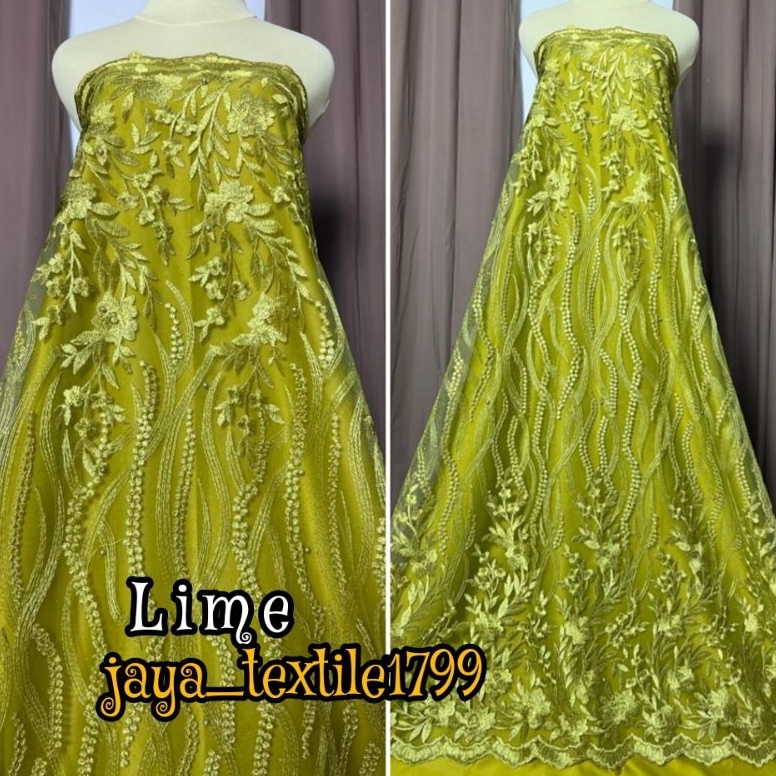 Terbaik.. New Kain Bahan Tile Akar Mutiara Bordiran / Cocok buat gamis, tunik, dress, atasan, dll