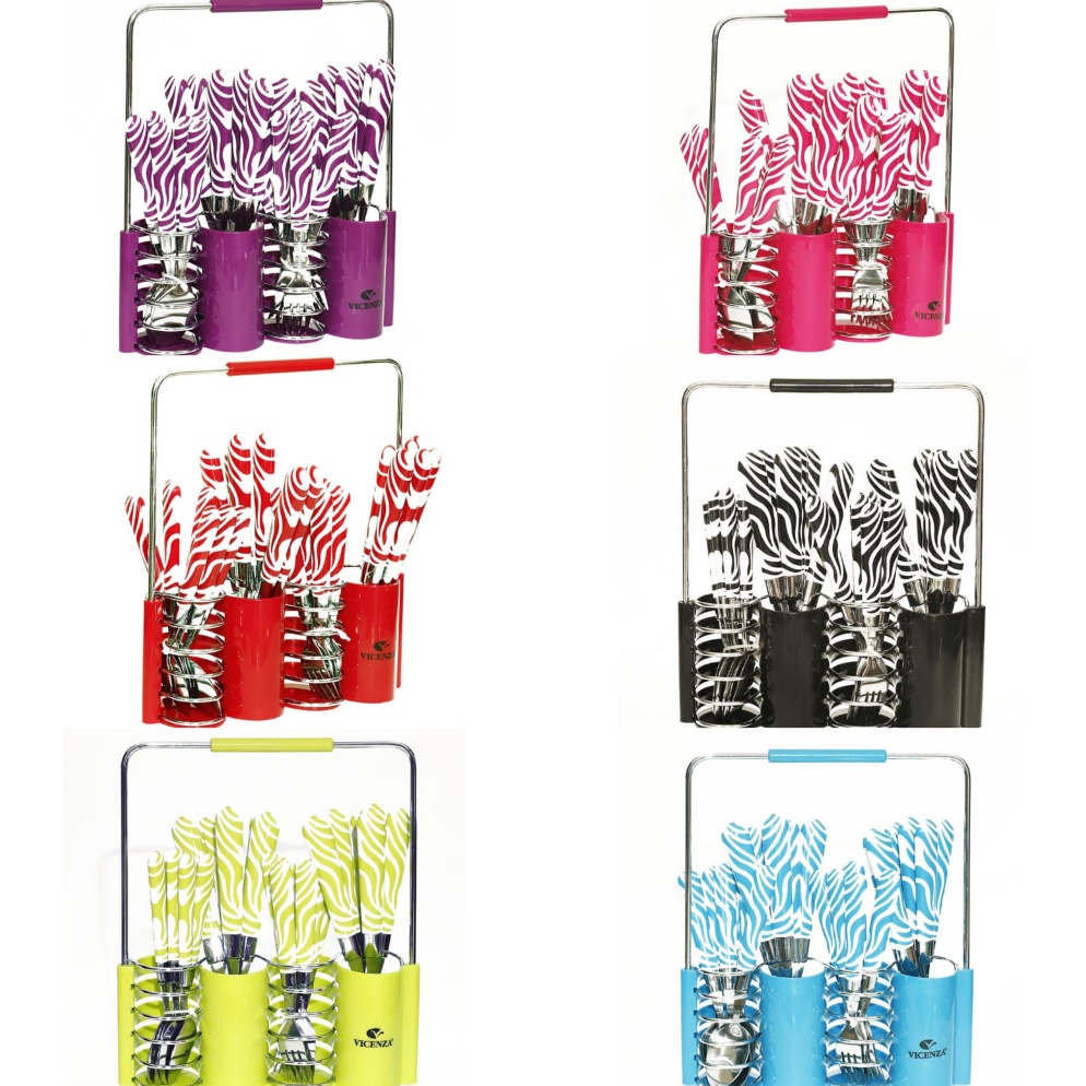 Murah Banget.. PROMO VICENZA ORIGINAL v242c sendok dan garpu set motif zebra sendok makan sendok teh