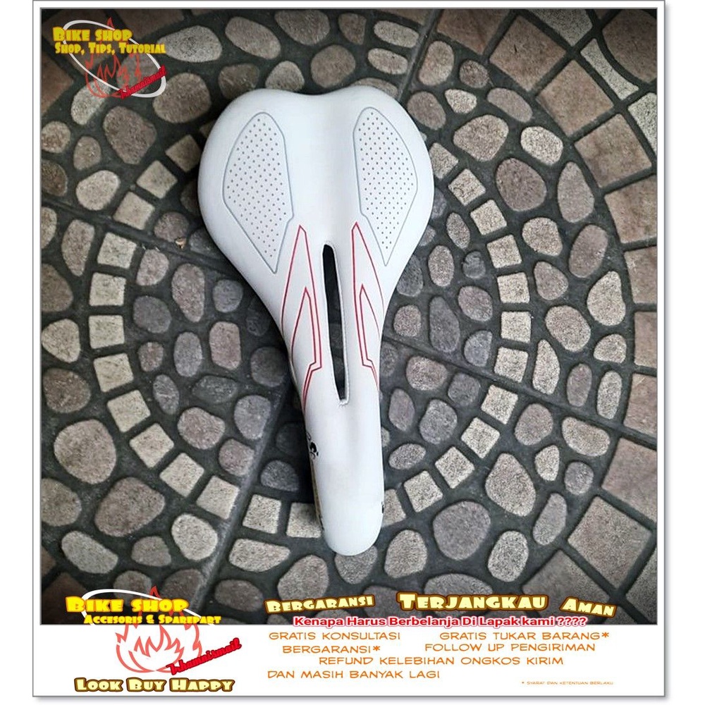 SADEL MTB VELO UNITED PUTIH MODEL LUBANG 84 Sepeda MTB BMX