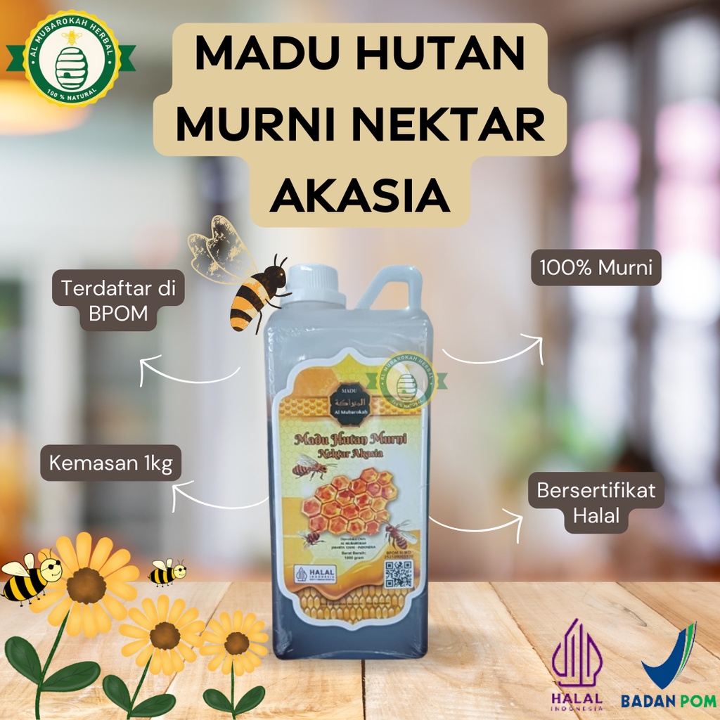 

Madu Murni Asli Original Nektar Akasia Al Mubarokah 1Kg