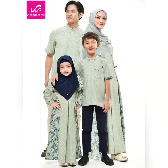 BAJU MUSLIM COUPLE SARIMBIT LEBARAN GAMIS KOKO ANAK DEWASA RABBANI ORI
