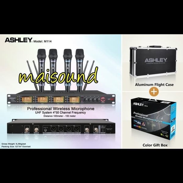 GARANSI MIC WIRELESS ASHLEY M114 PEGANG MICROPHONE ASHLEY M 114 4 HANDHELD