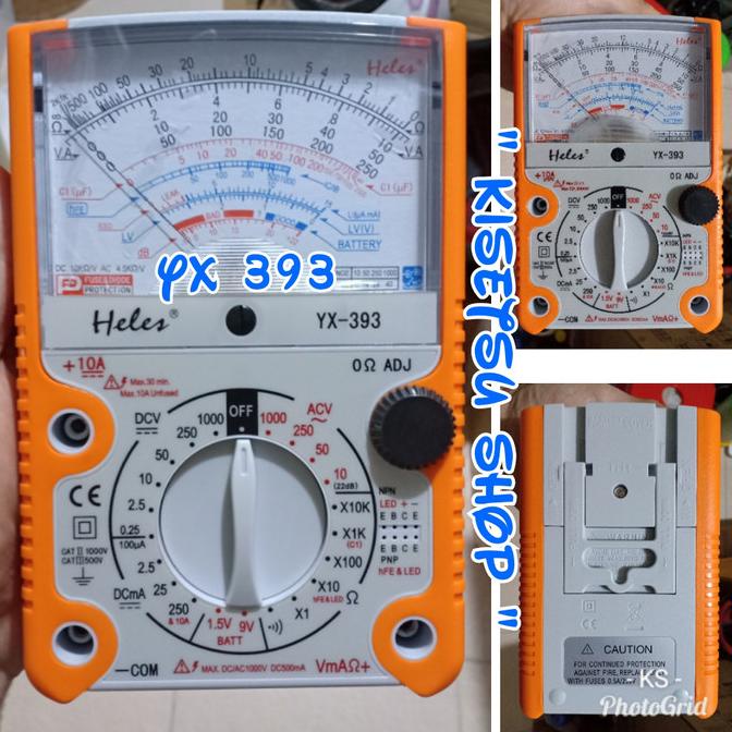 MULTITESTER / MULTIMETER HELES YX - 393 ORIGINAL MANUAL ( ANALOG )