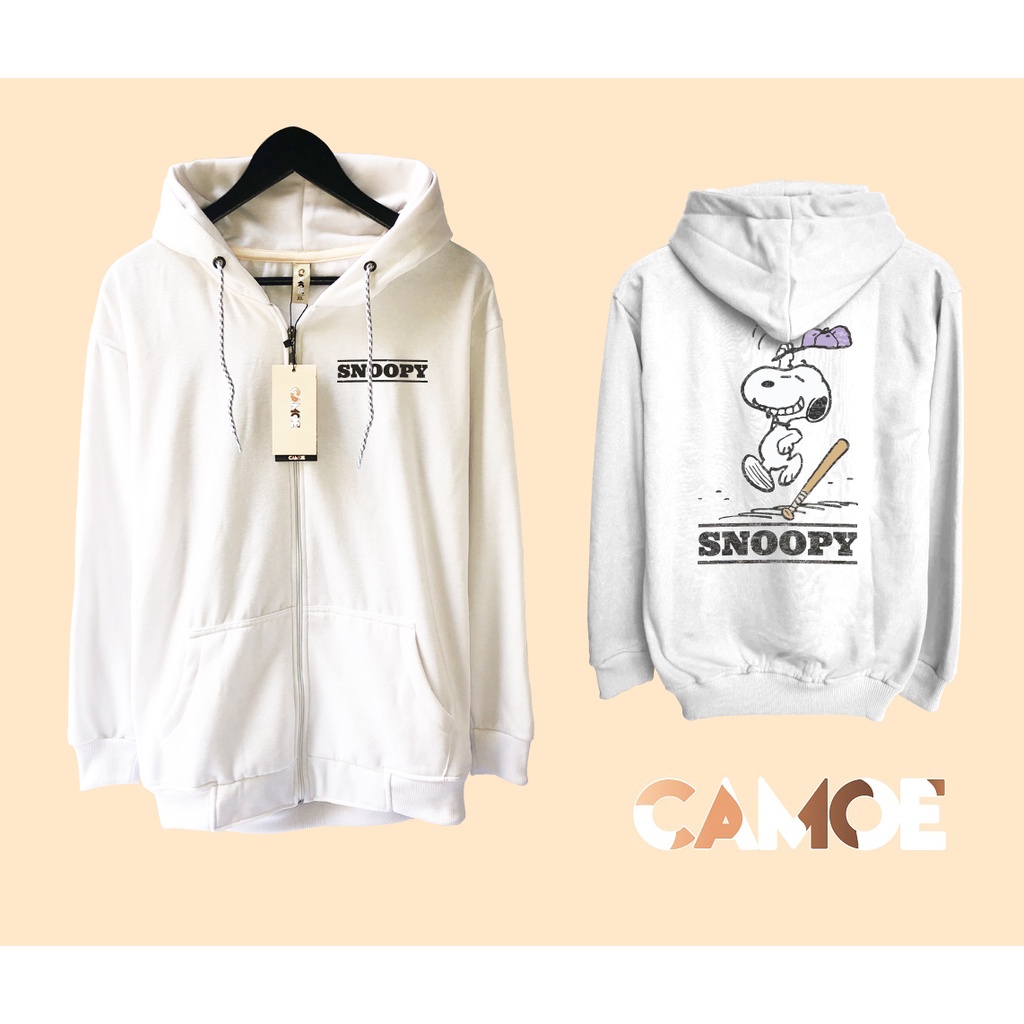 Jaket Hoodie Zipper Peanuts Snoopy Baseball