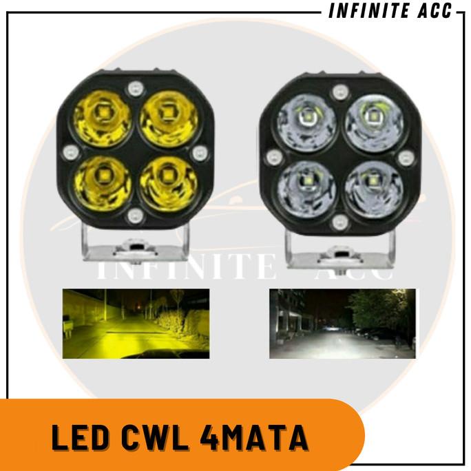 Lampu Tembak Mb4 Led Cree Cwl 40Watt 4 Mata Putih Kuning Mobil Motor Original