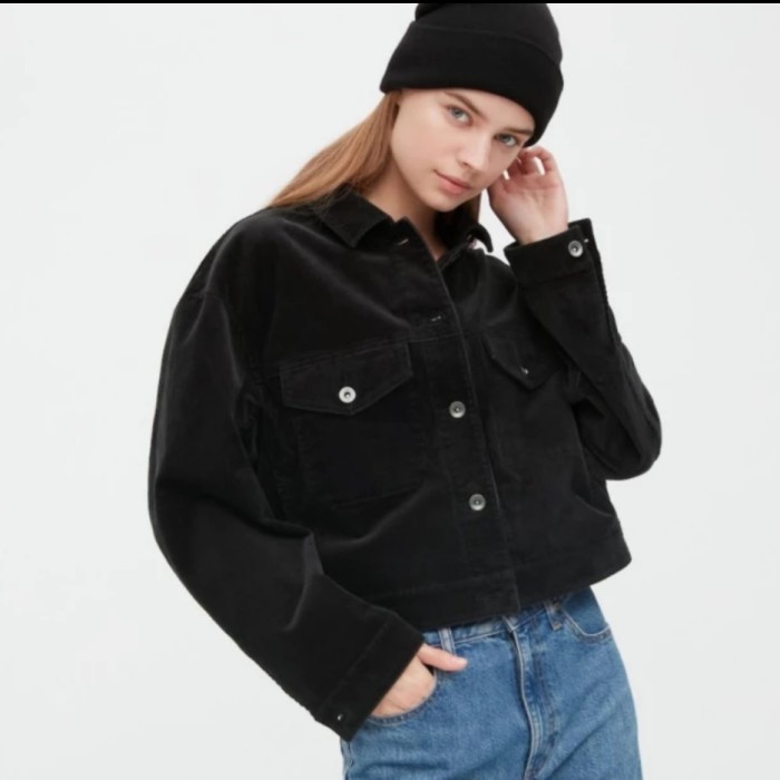 Uniqlo Jaket Crop Corduroy Original Sale Ready