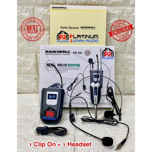 Mic Wireless HARDWELL EM 300 EM300 ORIGINAL 1 Clip On 1 Headset