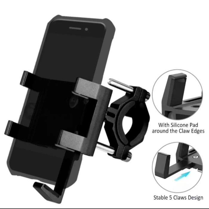 HOLDER HP DUDUKAN HP ALUMUNIUM HP GPS UNTUK SEPEDA GUNUNG MOTOR SPORT
