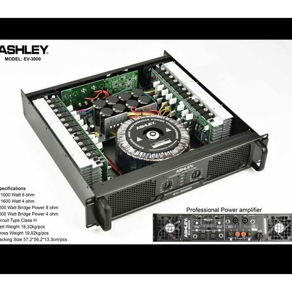 POWER AMPLIFIER ASHLEY EV 3000 ORIGINAL EV3000