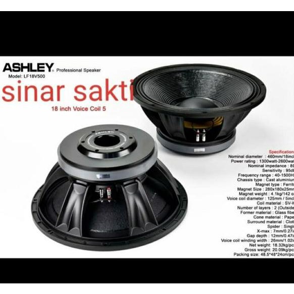 GARANSI Speaker Ashley LF18V500 18 inci Speaker Componen Ashley LF18 V500