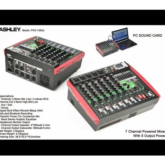 Power Mixer Ashley PRX 7000s 7CH PLUS SUBWOOFER USB-BLUETOOTH PRX 7000 S ORIGINAL