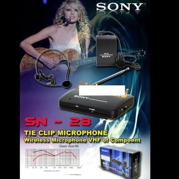 Sony SN-28 Mic Wireless Sony Mic jepit  Tie Clip Bandu Microphone
