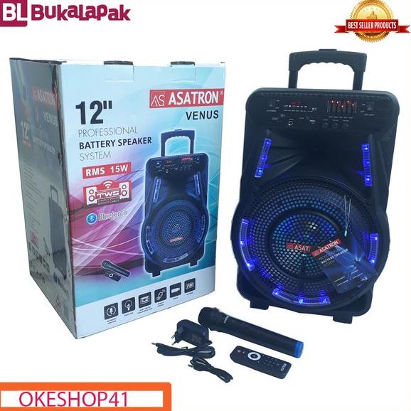 Speaker Portable Amplifier Wireless Meeting ASATRON VENUS HT-8880 UKM 12inch