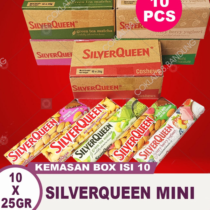 

[S3W/❤] SILVERQUEEN 25GR 1 BOX 10 PCS, COKLAT SILVER QUEEN KECIL 1 DUS 25 GRAM CHUNKY BAR 30GR ISI 10 - trending♡