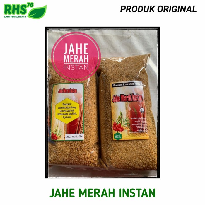 

Jahe Merah Instan Bubuk + Habbatussauda, Madu, Gingseng