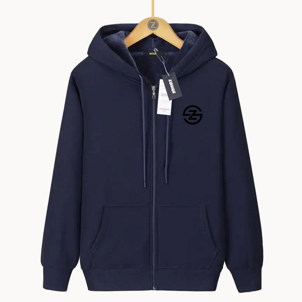 Zirdigo Jaket Zipper Distro Logo PL02 Hitam Jaket Unisex Resleting