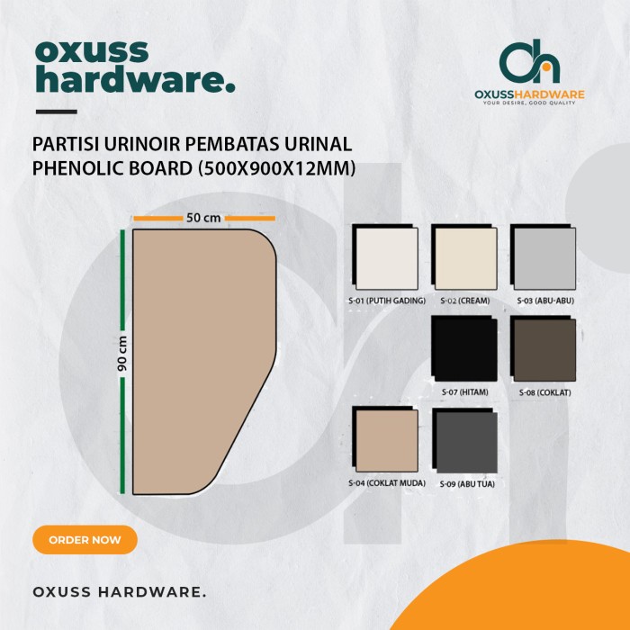 Partisi Urinoir Penyekat Closet Phenolic Board (500x900x12mm)