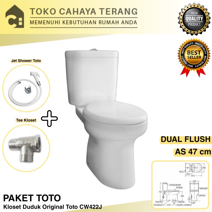 Paket Kloset Duduk Toto CW422J Komplit / Kloset Toto / Kloset Set