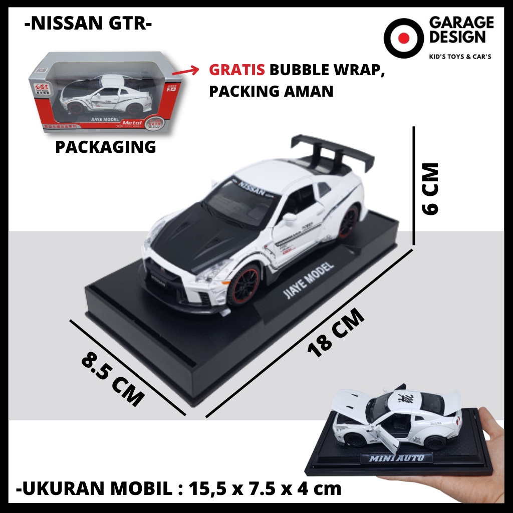 Niatur Diecast Mobil Nissan Gtr Diecast 1:32 - Niatur Mobil Pajangan Nissan Gtr R35 Merah Hitam &