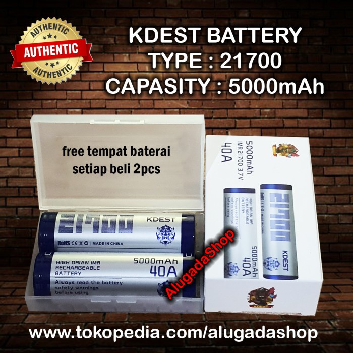 Authentic Baterai KDEST 21700 - 5000mAh - 40A - Battery