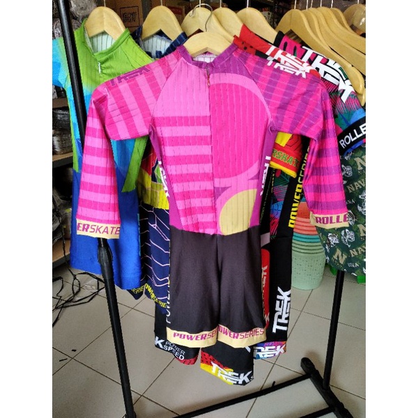 skinsuit baju sepatu roda/sepeda lengan panjang