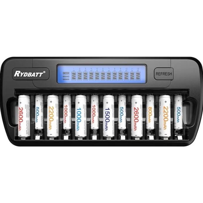 READY STOCK RYDBATT Fast Battery Charger 12-slots AA/AAA