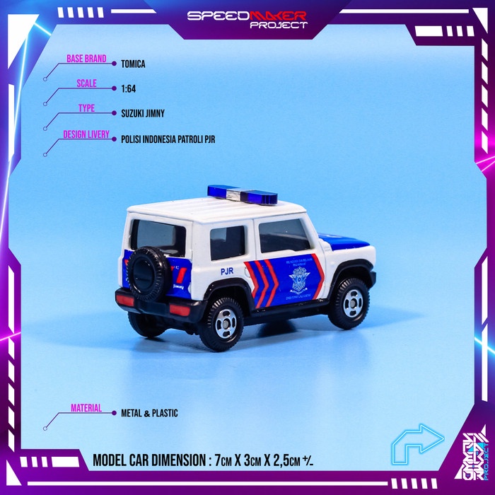 MUST HAVE TOMICA CUSTOM SUZUKI JIMNY POLISI INDONESIA PJR DIECAST MINIATUR 1/64 TERMURAH