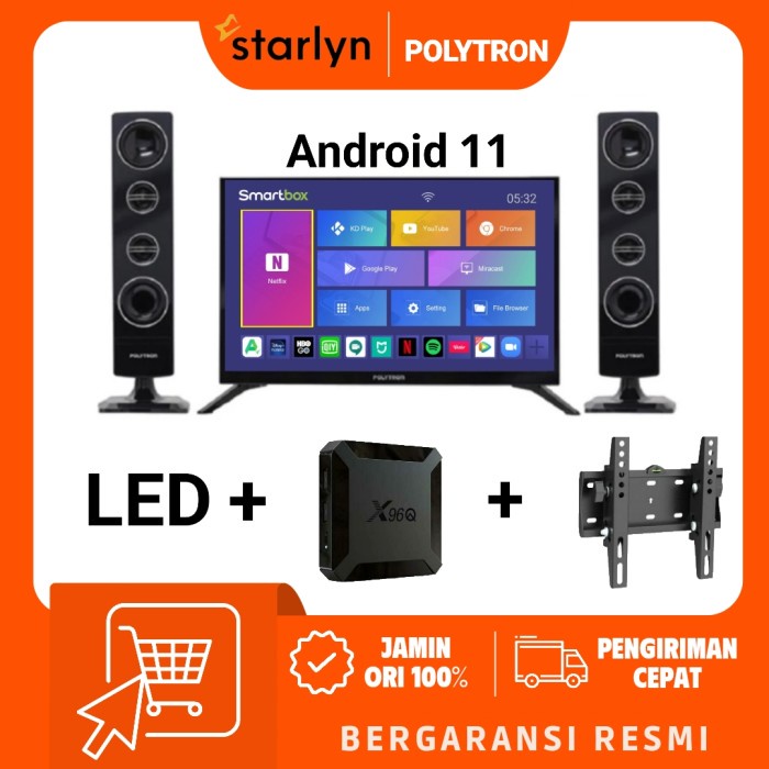 Polytron Led Digital Tv 24 Inch Smart Android Box 11 24Tv1855 +Speaker