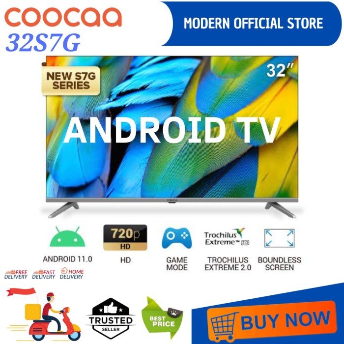 Coocaa Led Tv 32S7G -32 Inch Smart Tv Android 11 Digital Hdr10 New