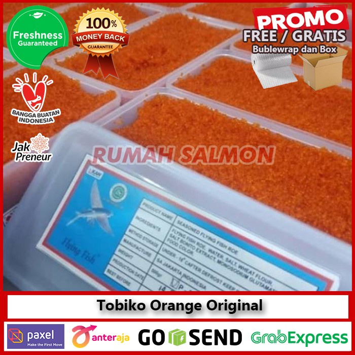 

FROZEN TOBIKO/TELOR IKAN TERBANG 500 GR /TOBIKO ORANGE MURAH
