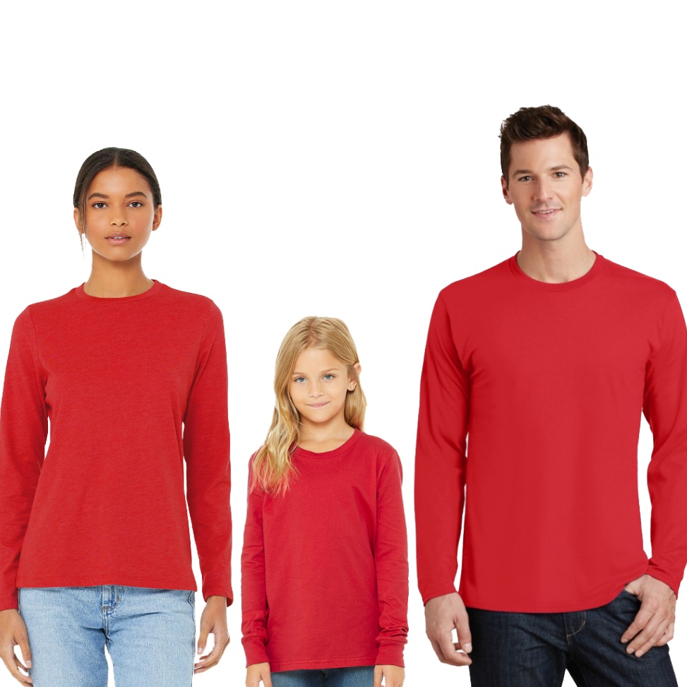 10.10 Brand Kaos Lengan Panjang Warna Merah 17 Agustus Polos Untuk Anak dan Dewasa O Neck Unisex Cow