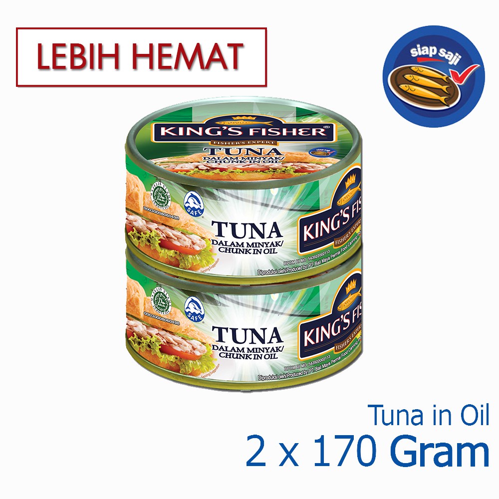 

Myhomey Paket 2 Pcs Kingsfisher Tuna Dalam Nyak Nabati Tuna In Oil Daging Tuna Makanan Kaleng 170