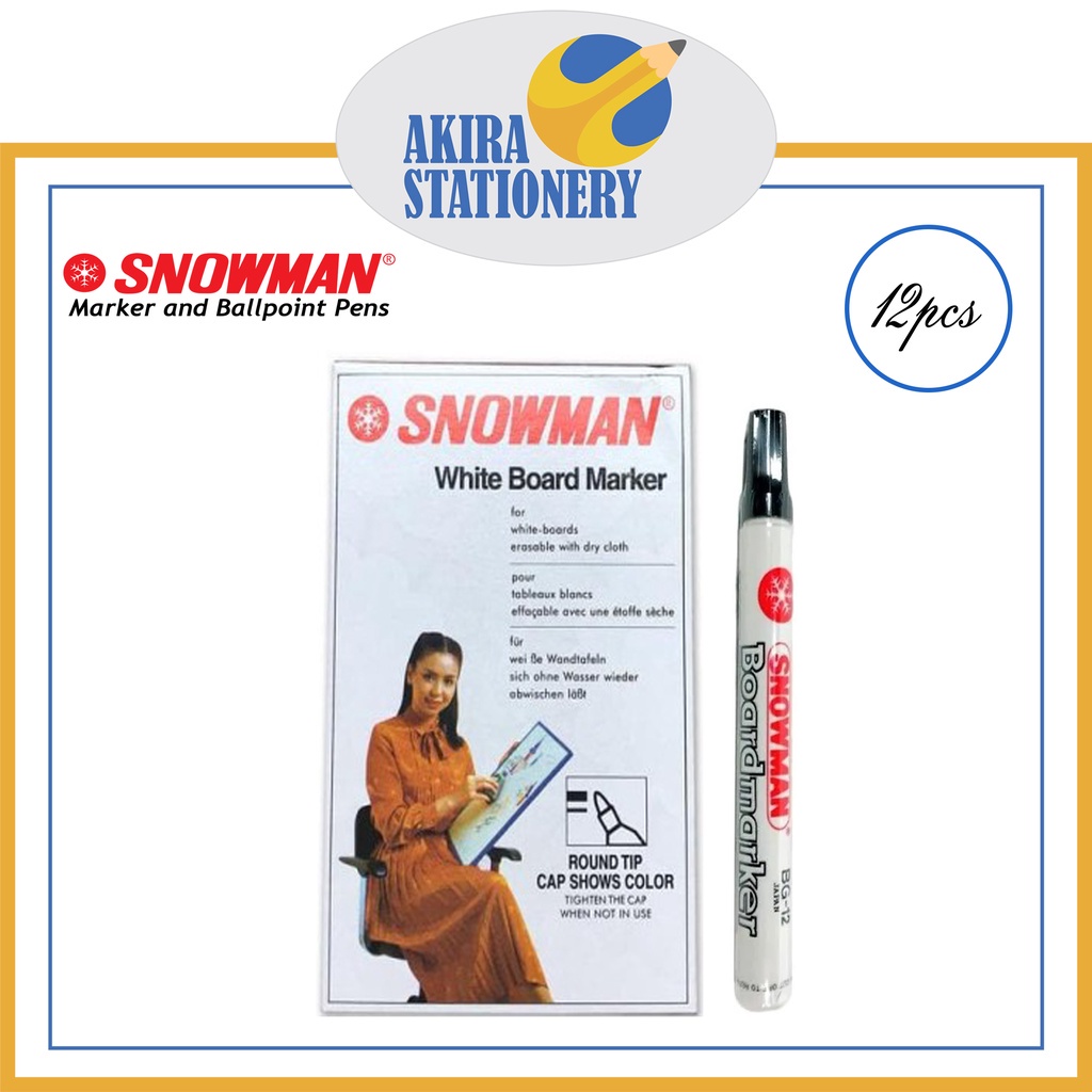 

Spidol Snowman Bg 12 Board Marker / Papan Tulis Non Permanent (12 Pcs)