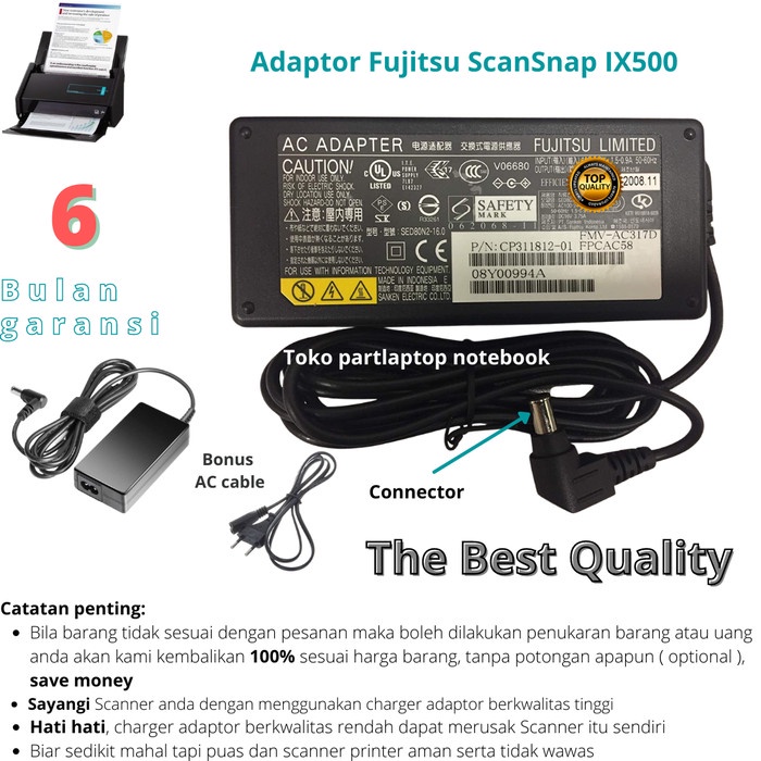 Adaptor Fujitsu ScanSnap IX500 - power supply scanner