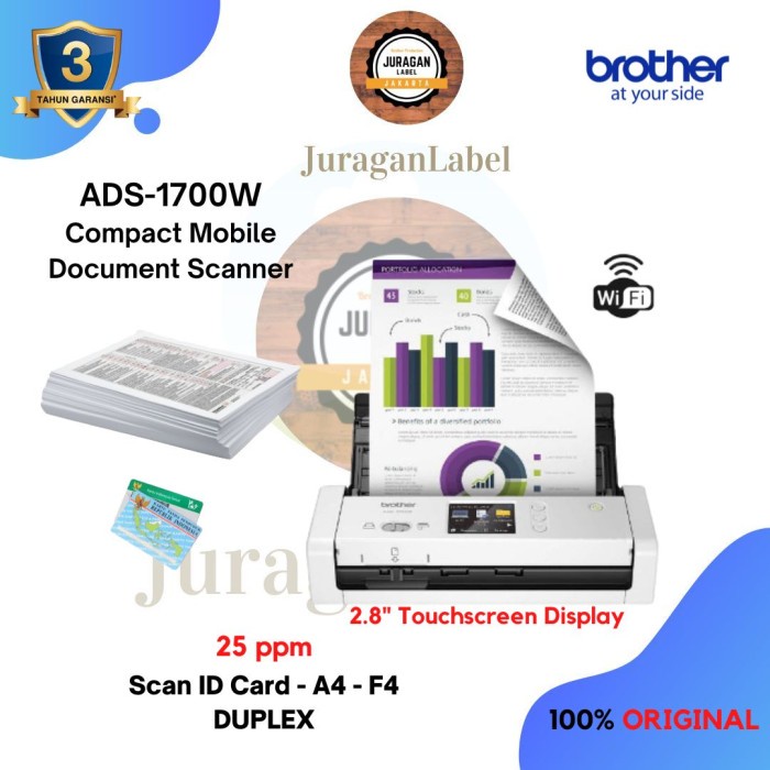 BROTHER ADS-1700W Compact Portable Desktop Scanner ADS1700W ADS 1700 W