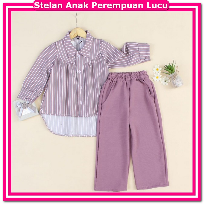 Stelan Ank Perempuan Pakaian Bju Set Prempuan Umur 6-7Tahun One Set Cewek Kekinian Set Buju Bocil An
