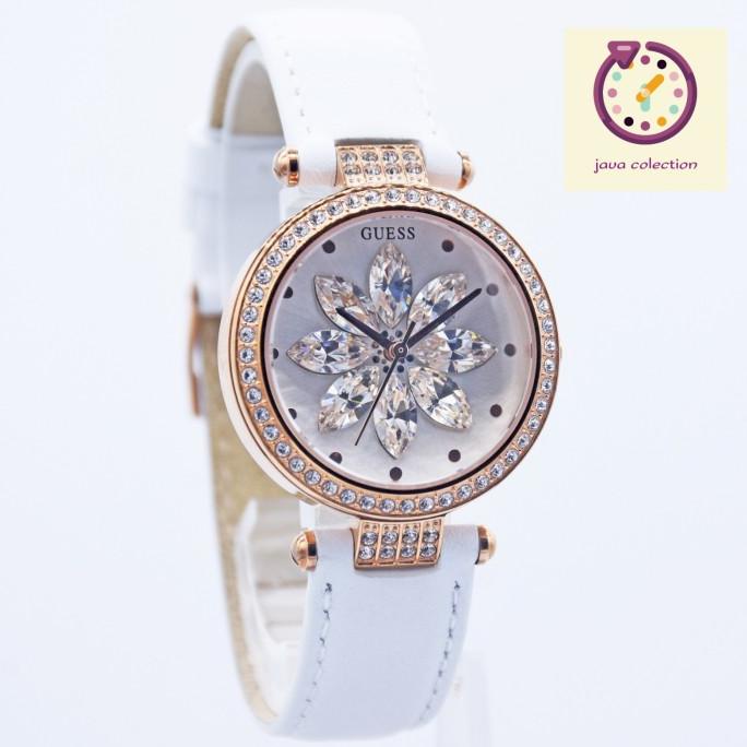 Jam Tangan Wanita Guess GW0382L3 Rose Gold Tali Kulit Putih Original