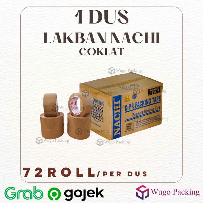

Lakban Coklat 2 Inch 100 Yard Nachi Tape 1 Dus Isolasi isi 72 Roll