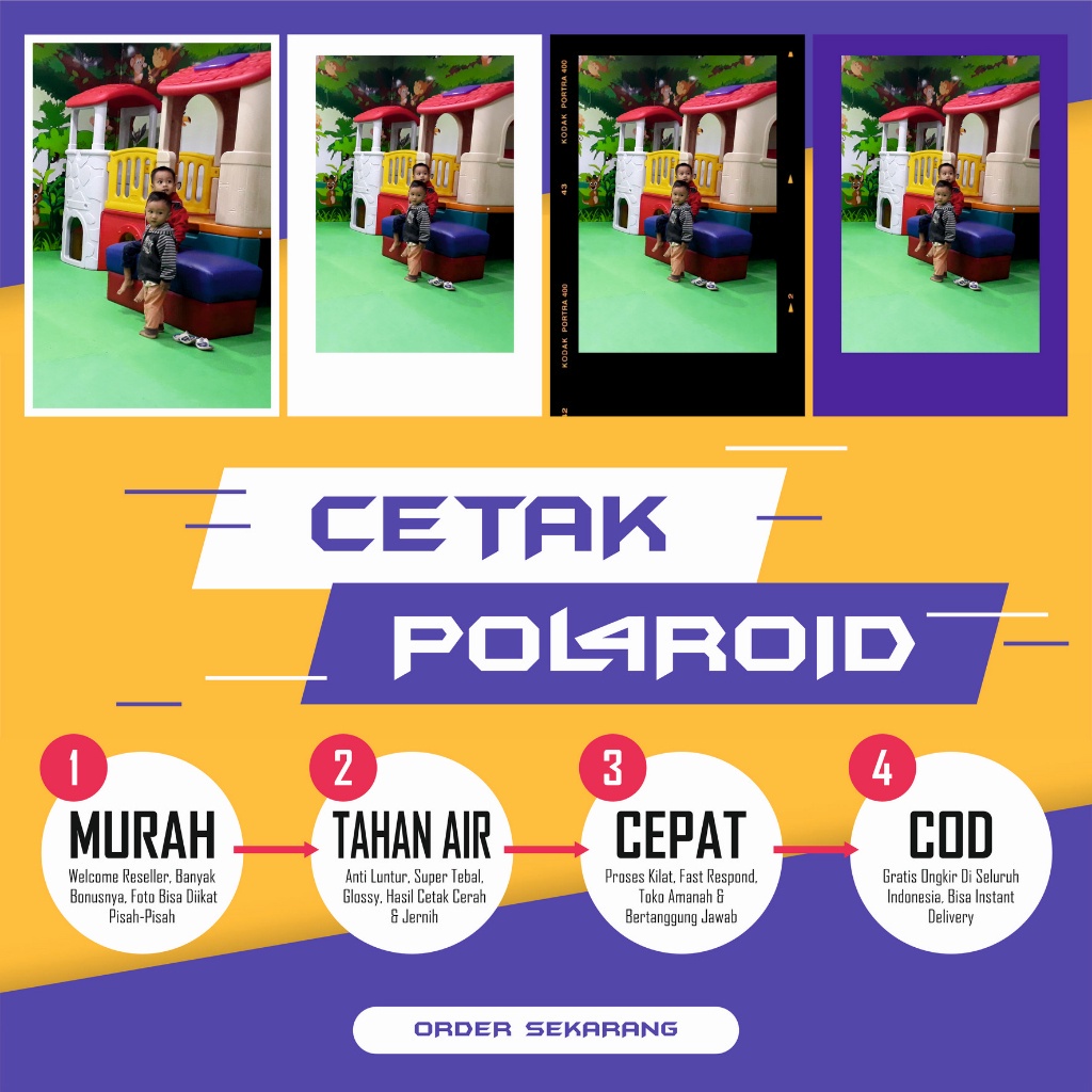 [Bisa COD] Cetak Album Foto Ukuran 3R Kertas Glossy Model Pol4roid Full Warna Gambar