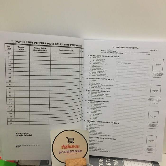 

NEW BUKU INDUK REGISTER REGISTRASI PESERTA DIDIK SISWA SMP K13 TERBARU