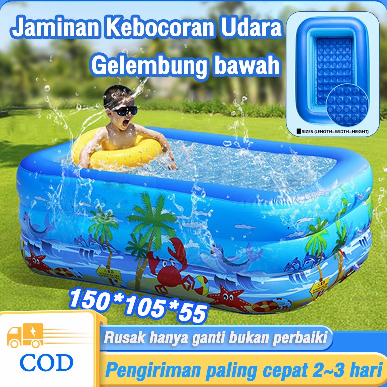 SALE TERBATAS 【Free shipping】kolam renang anak kecil /kolam renang anak 3 ring gelembung/kolam renan