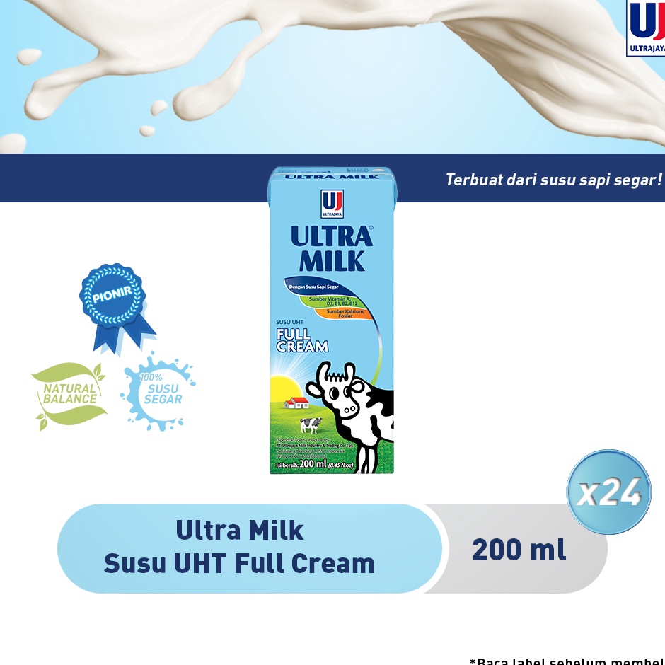 

Ready Stok Ultra Milk Susu UHT Full Cream 200ml [Paket isi 24 pcs] Harga Murah