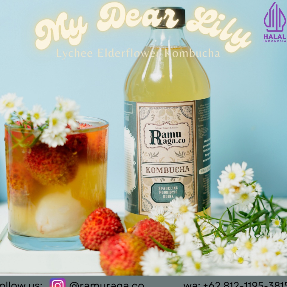 

Ready Stock Lychee Elderflower Kombucha 500ml Ramuraga Teh Fermentasi Probiotik Ready stock